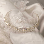 Pearl Wedding Crown with Rhinestones - Cassandra Lynne