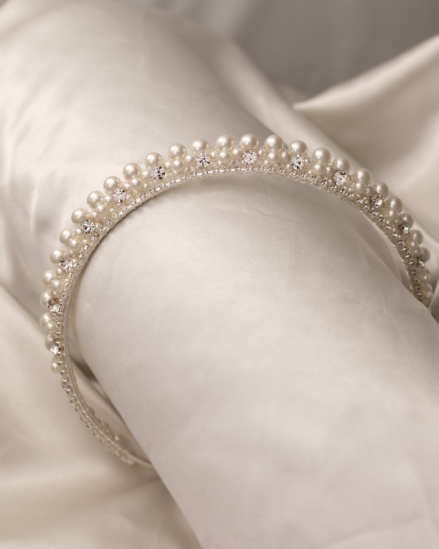 Pearl Wedding Crown with Rhinestones - Cassandra Lynne