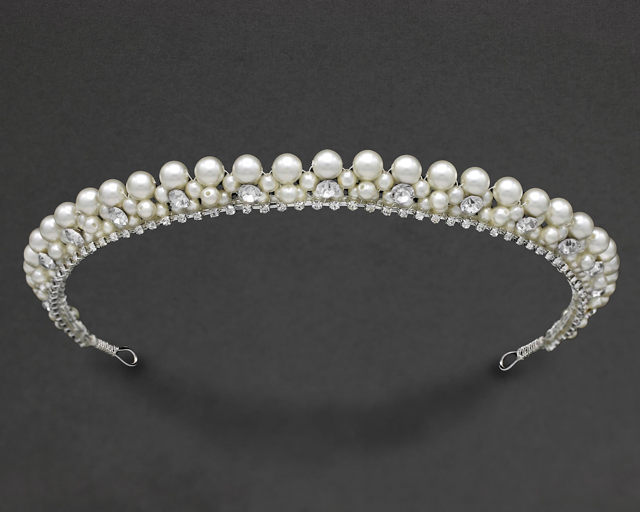 Pearl Wedding Crown with Rhinestones - Cassandra Lynne