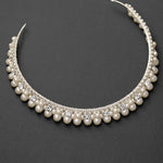 Pearl Wedding Crown with Rhinestones - Cassandra Lynne