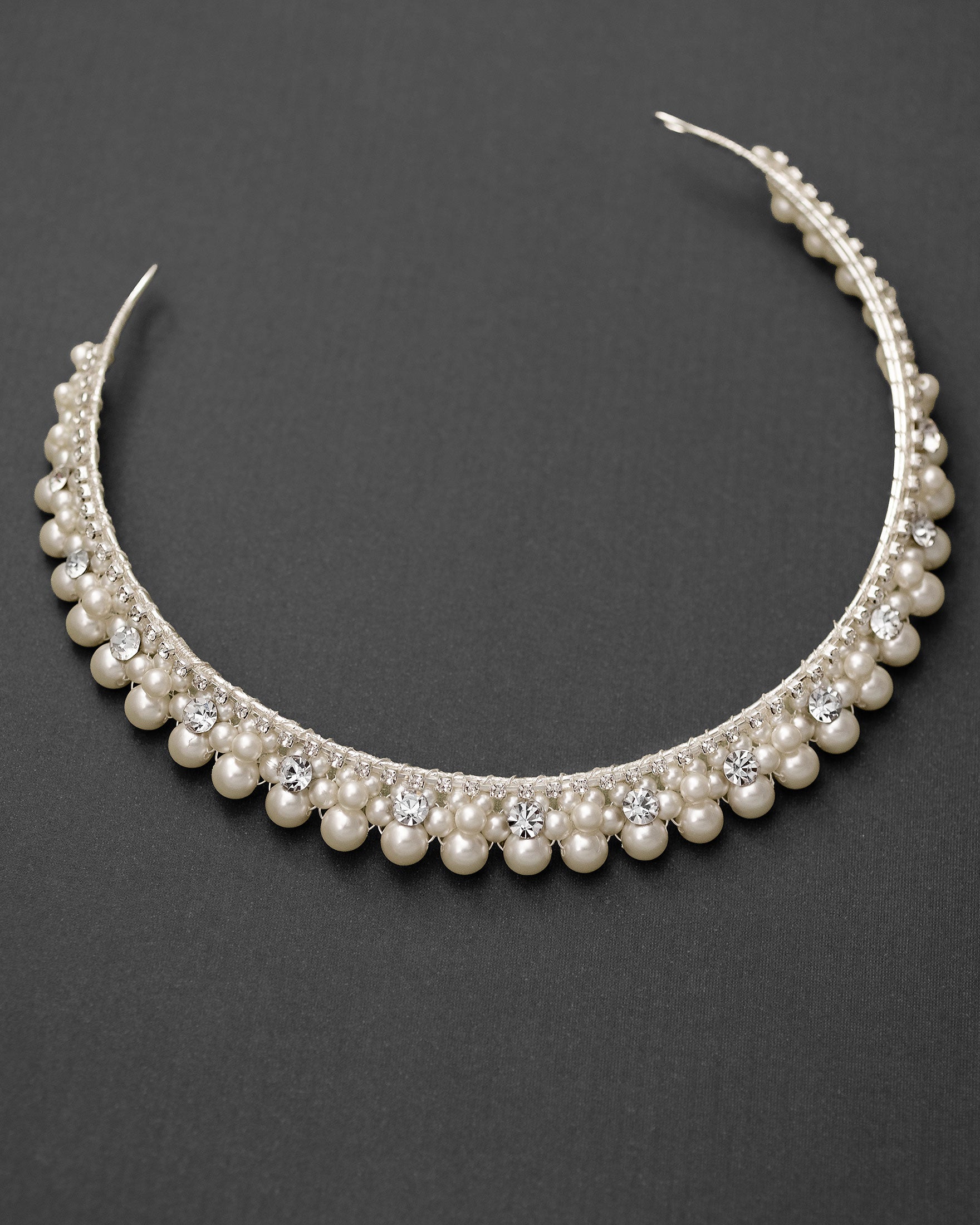 Pearl Wedding Crown with Rhinestones - Cassandra Lynne