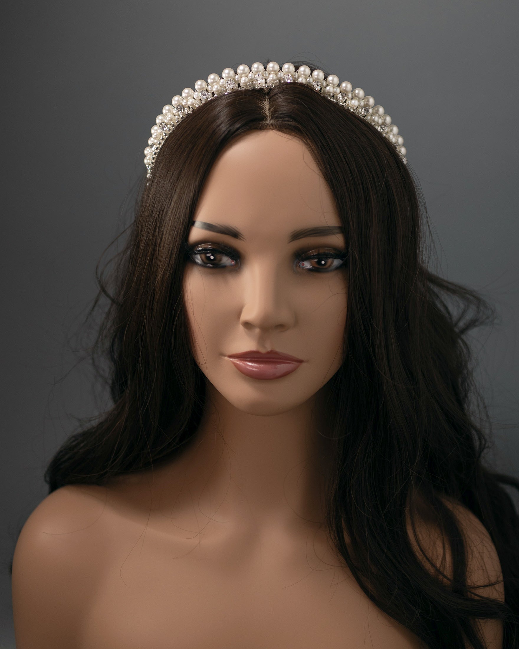 Pearl Wedding Crown with Rhinestones - Cassandra Lynne