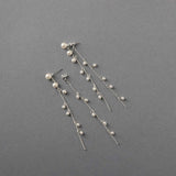 Pearl Station Double Chain Bridal Earrings - Earrings - Cassandra Lynne