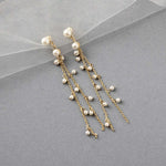 Pearl Station Double Chain Bridal Earrings - Earrings - Cassandra Lynne