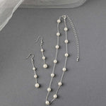Pearl Station Necklace and Dangle Earrings - Necklace Set - Cassandra Lynne