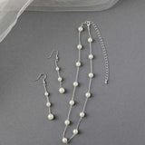 Pearl Station Necklace and Dangle Earrings - Necklace Set - Cassandra Lynne
