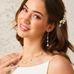 Pearl Station Necklace and Dangle Earrings - Necklace Set - Cassandra Lynne