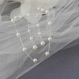 Pearl Station Necklace and Dangle Earrings - Necklace Set - Cassandra Lynne