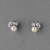 Pearl Stud Earrings with Oval CZ - Earrings - Cassandra Lynne