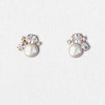 Pearl Stud Earrings with Oval CZ - Earrings - Cassandra Lynne