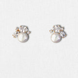 Pearl Stud Earrings with Oval CZ - Earrings - Cassandra Lynne