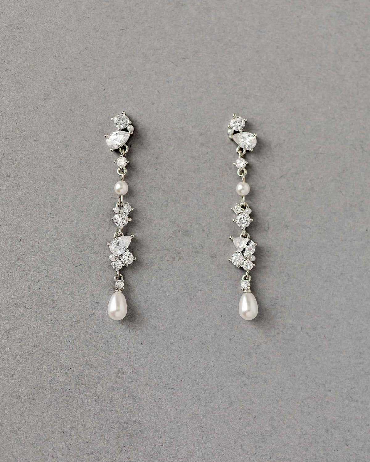 Beautiful dangle earrings of CZ and pearls for the bride- Cassandra Lynne