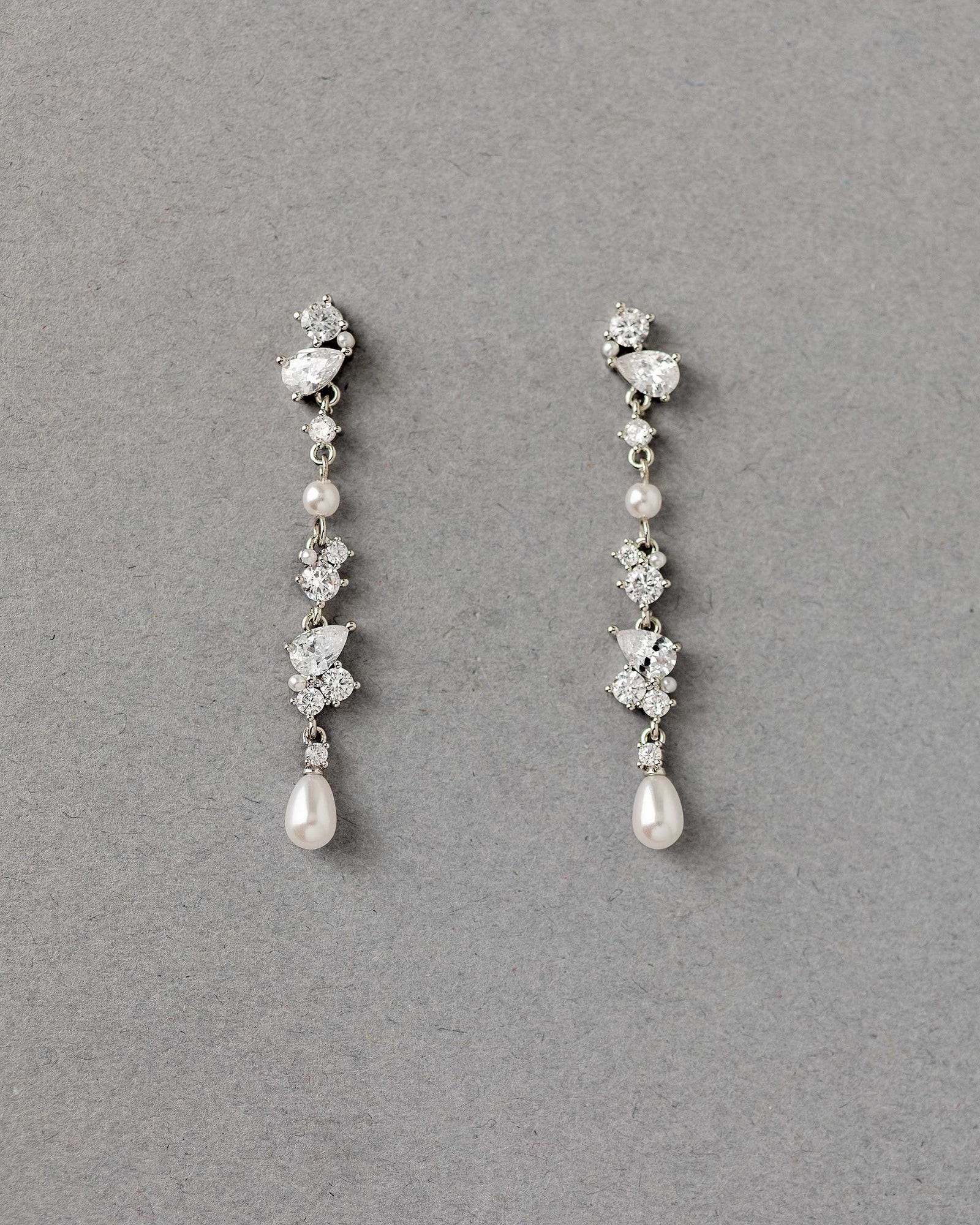 Beautiful dangle earrings of CZ and pearls for the bride- Cassandra Lynne