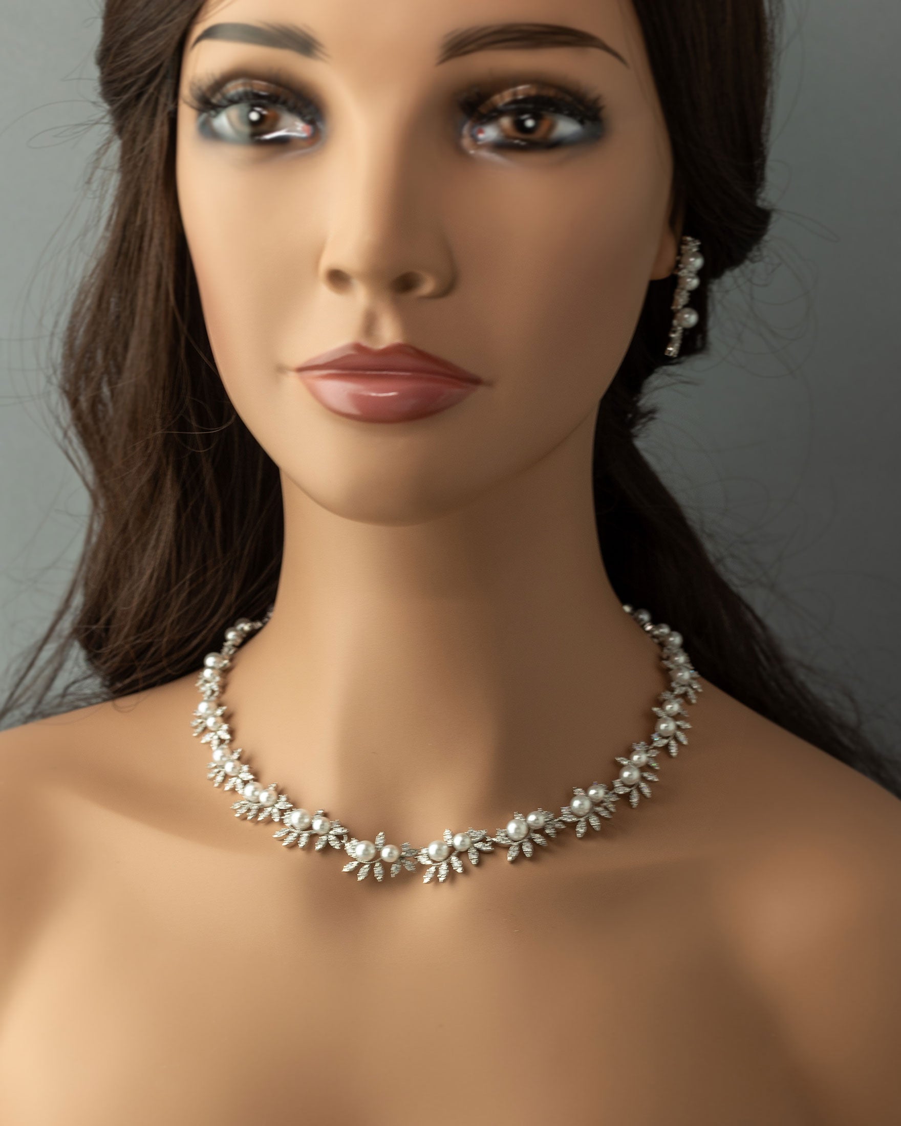 Scrolling Vines and Pearls Bridal Necklace Set - Cassandra Lynne