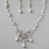 Pearl Wedding Chandelier Necklace Set - Necklace Set - Cassandra Lynne