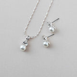 Pearl Wedding Necklace Set with Crystals - Necklace Set - Cassandra Lynne