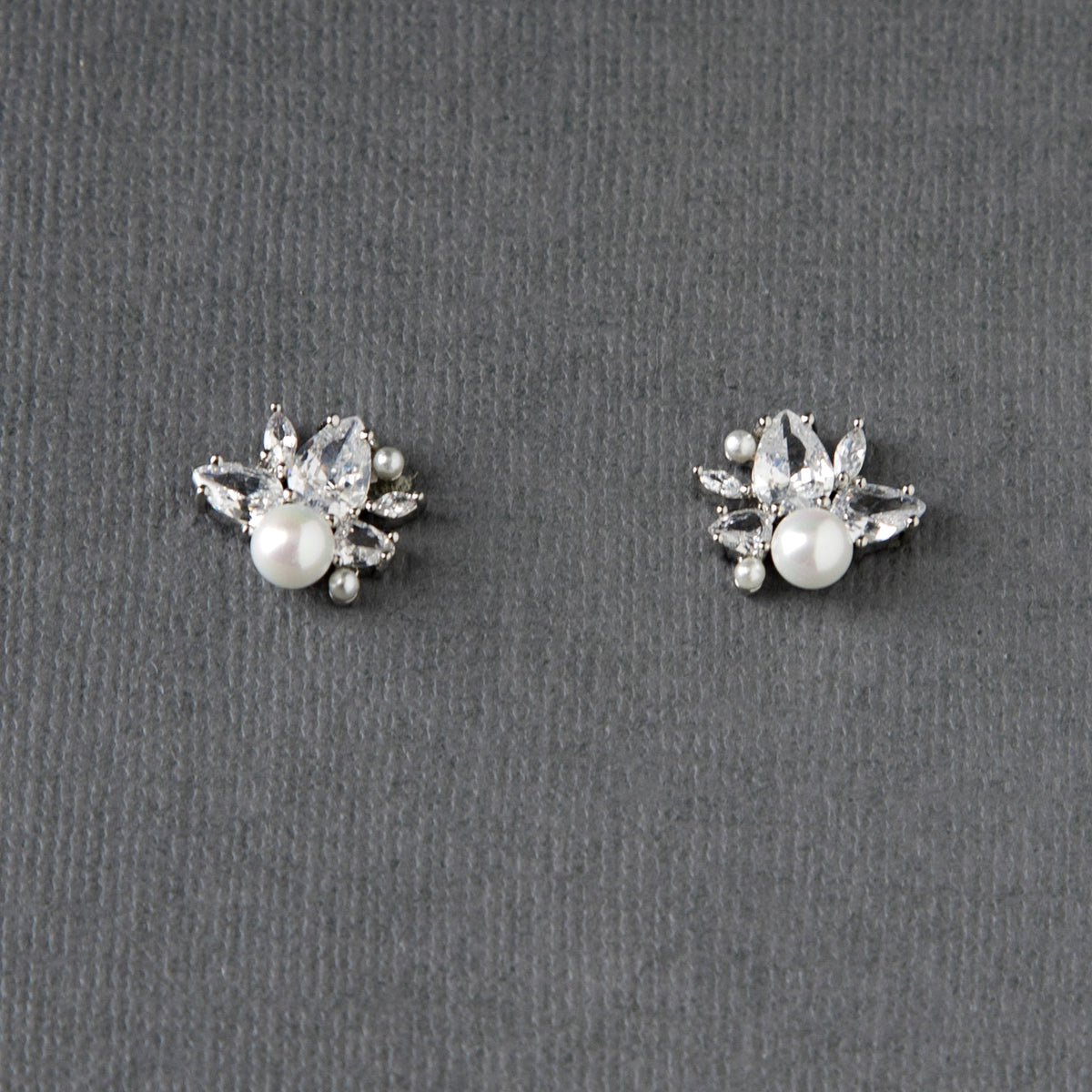 Pearl and CZ Cluster Stud Earrings - Cassandra Lynne