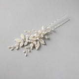 Pearled Leaves and Oat Beads Wedding Hair Pin - Hair Pins - Cassandra Lynne