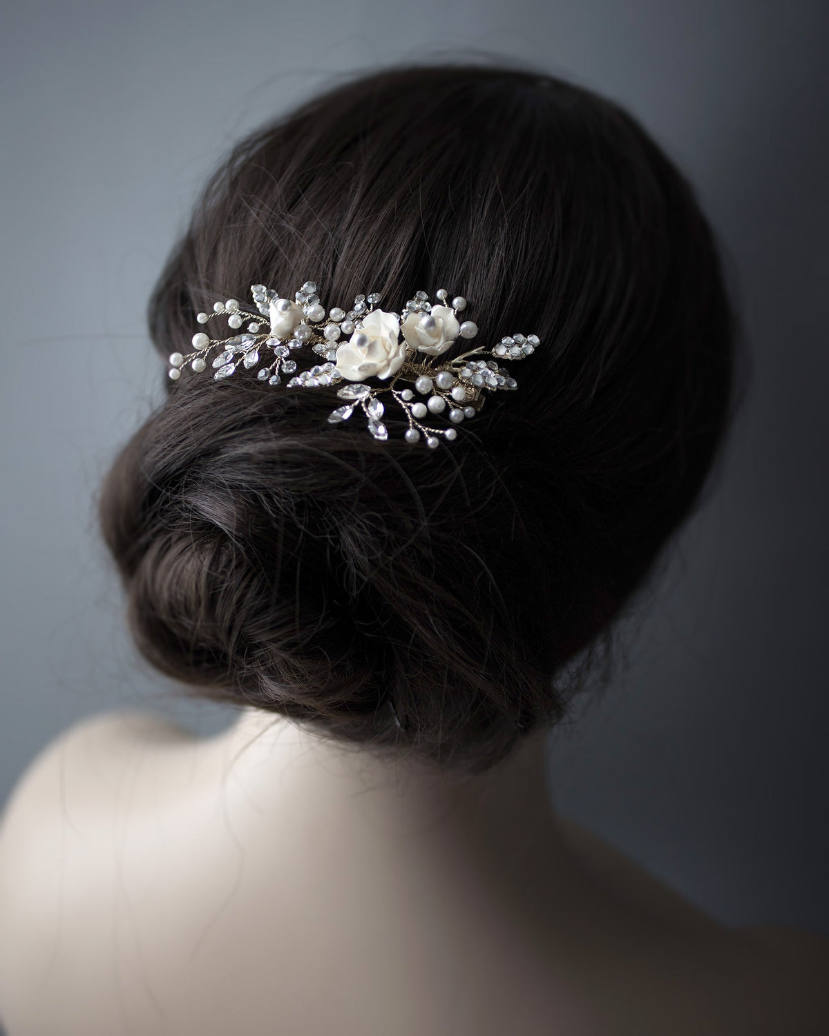 Pearled Porcelain Flower Hair Clip - Hair Clips - Cassandra Lynne