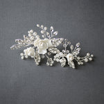 Pearled Porcelain Flower Hair Clip - Hair Clips - Cassandra Lynne