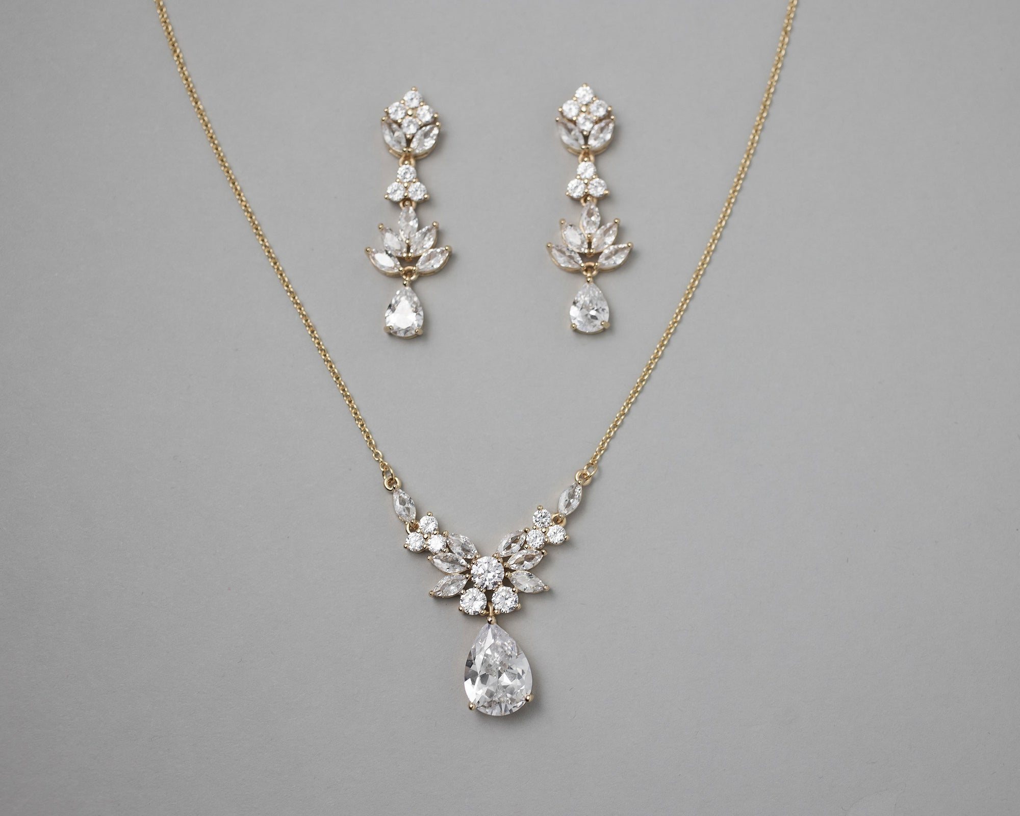 CZ Pendant Necklace and Earirngs Set