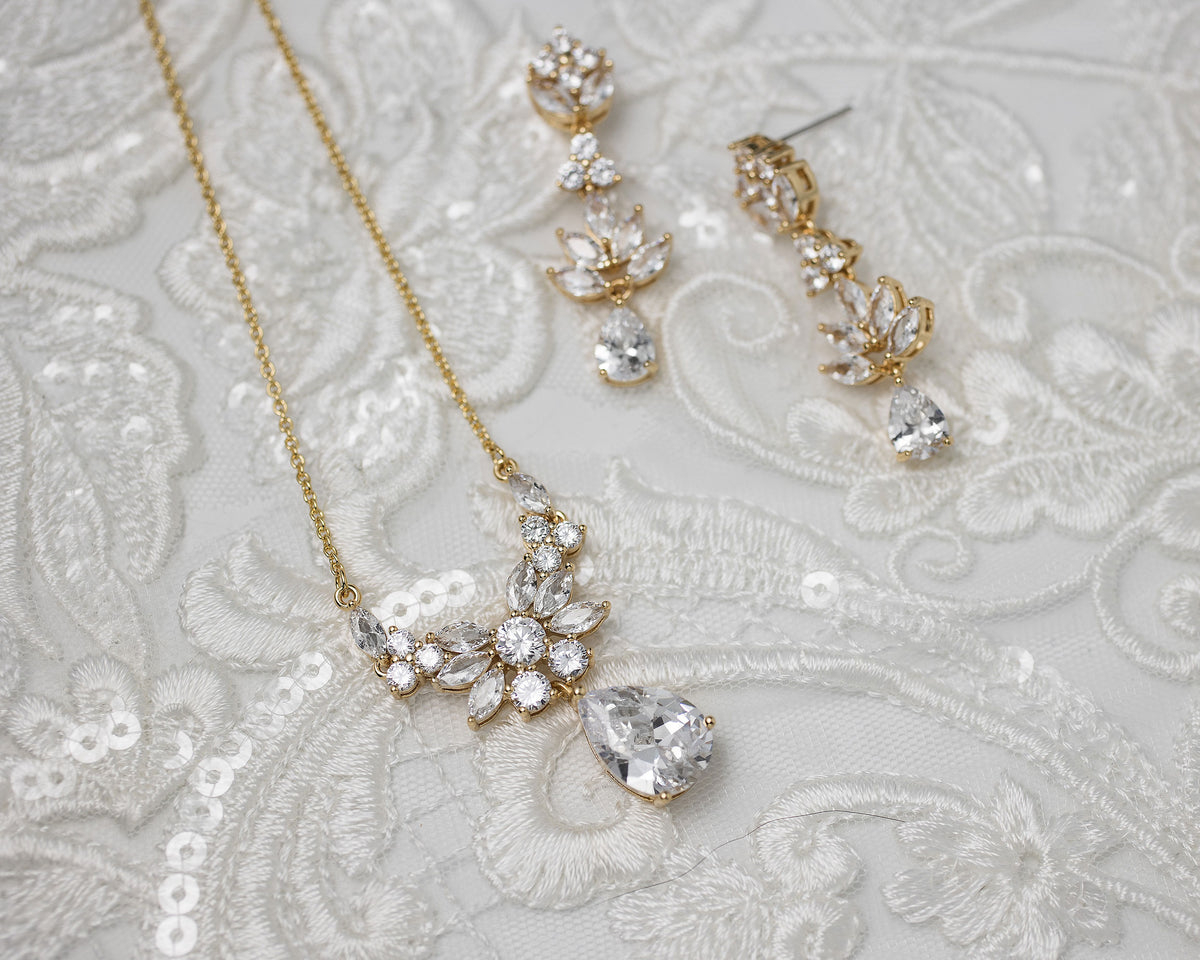 CZ Pendant Necklace and Earirngs Set