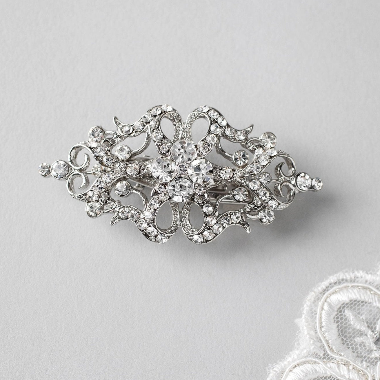 Petite Bridal Hair Clip in Antique Silver - Hair Clips - Cassandra Lynne