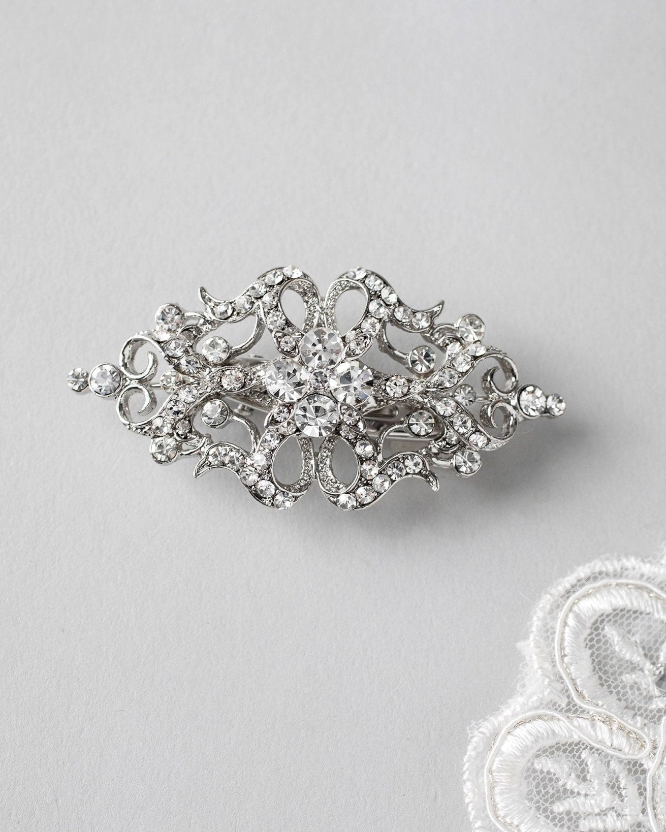 Petite Bridal Hair Clip in Antique Silver - Hair Clips - Cassandra Lynne