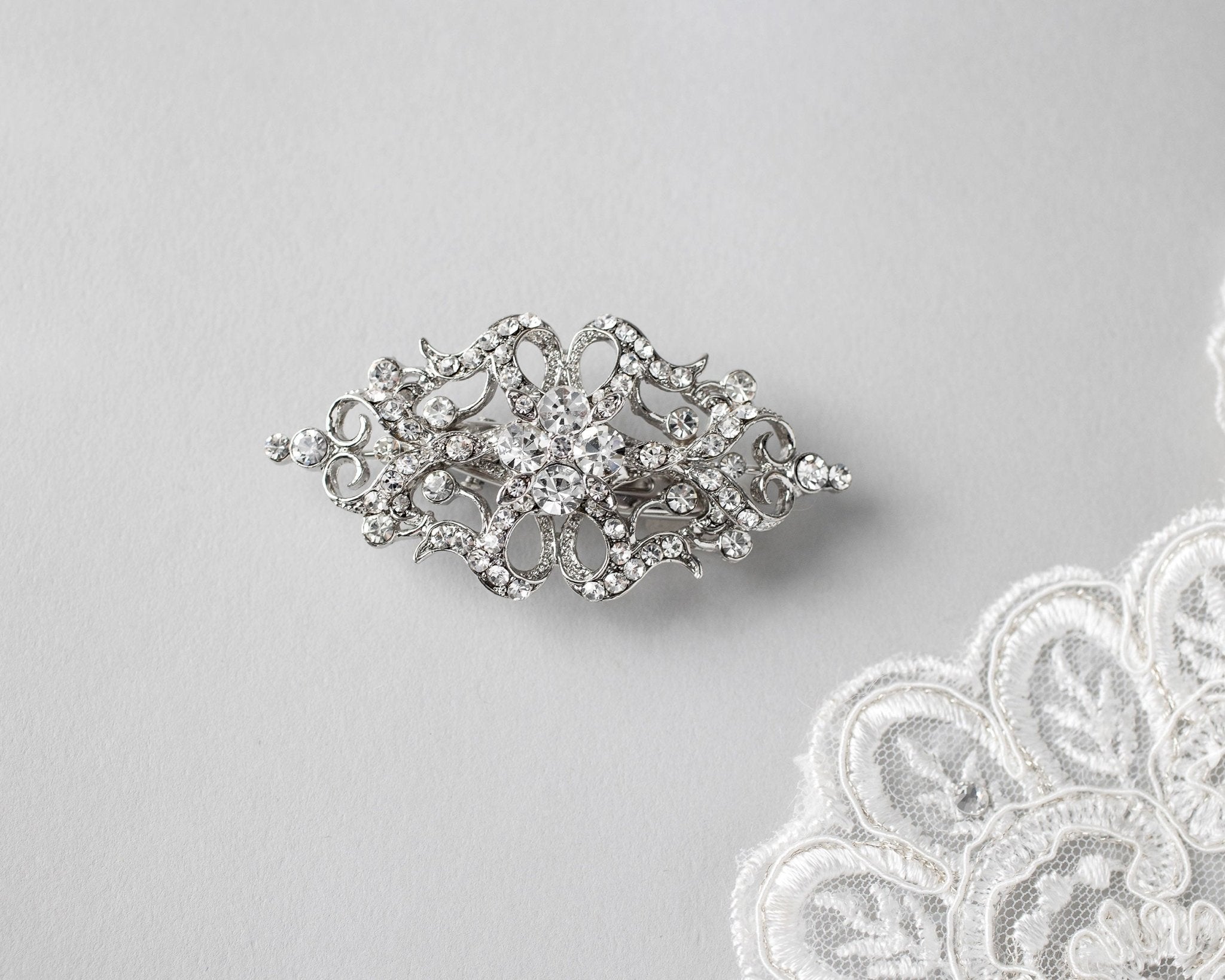 Petite Bridal Hair Clip in Antique Silver - Hair Clips - Cassandra Lynne
