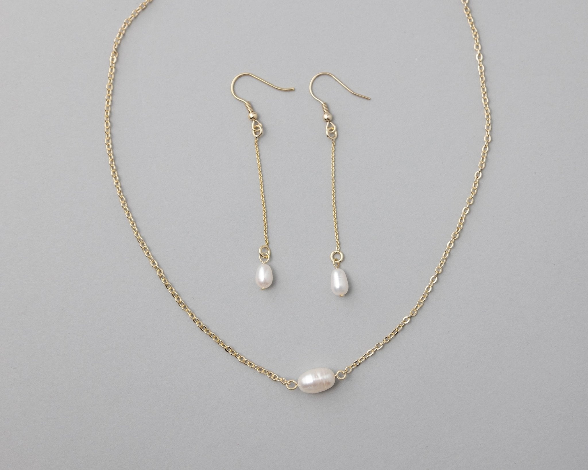 Petite Cultured Pearl Necklace Earrings and Bracelet - Necklace Set - Cassandra Lynne