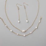 Petite Cultured Pearl Necklace Earrings and Bracelet - Necklace Set - Cassandra Lynne