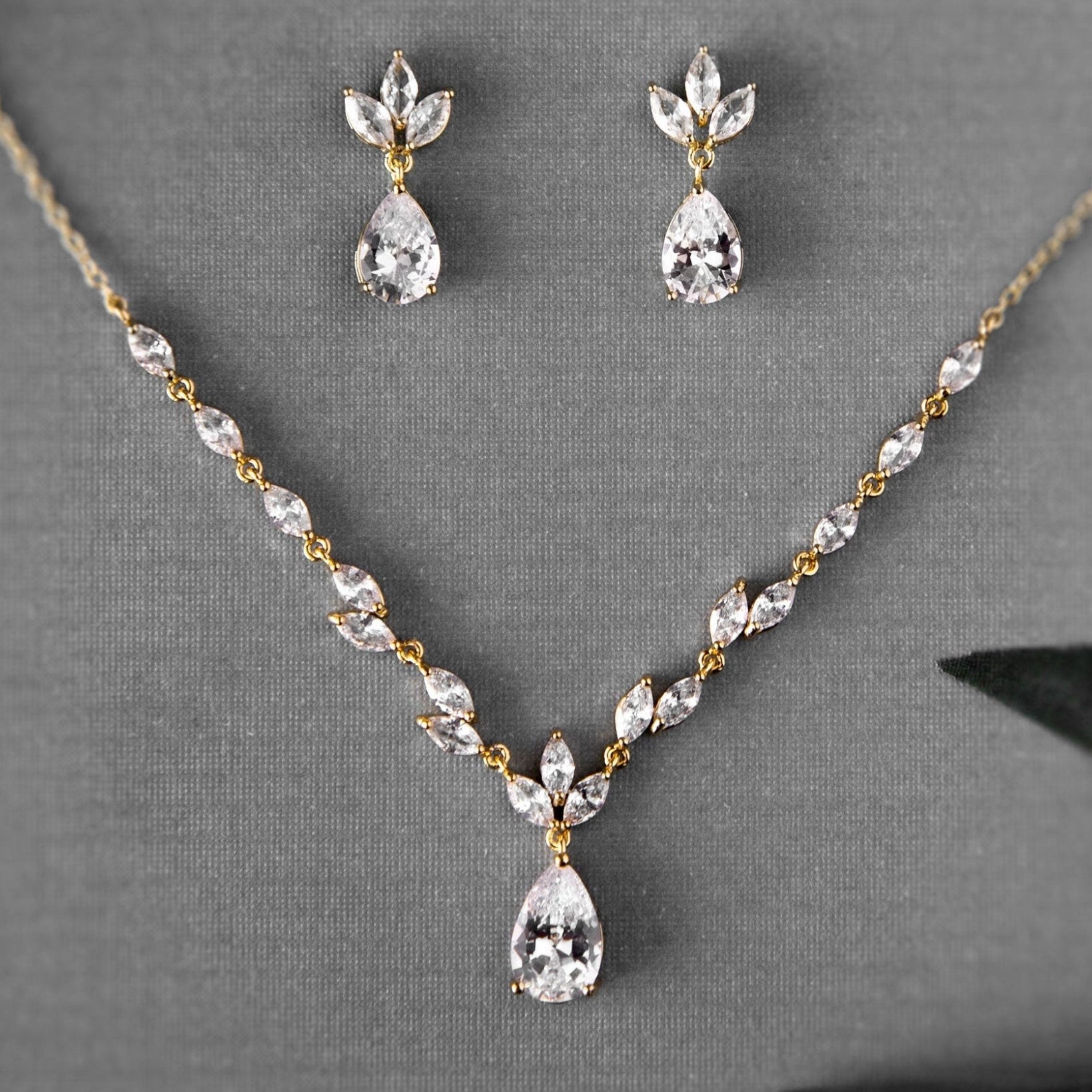 Petite Minimalist CZ Bridal Necklace Set - Necklace Set - Cassandra Lynne