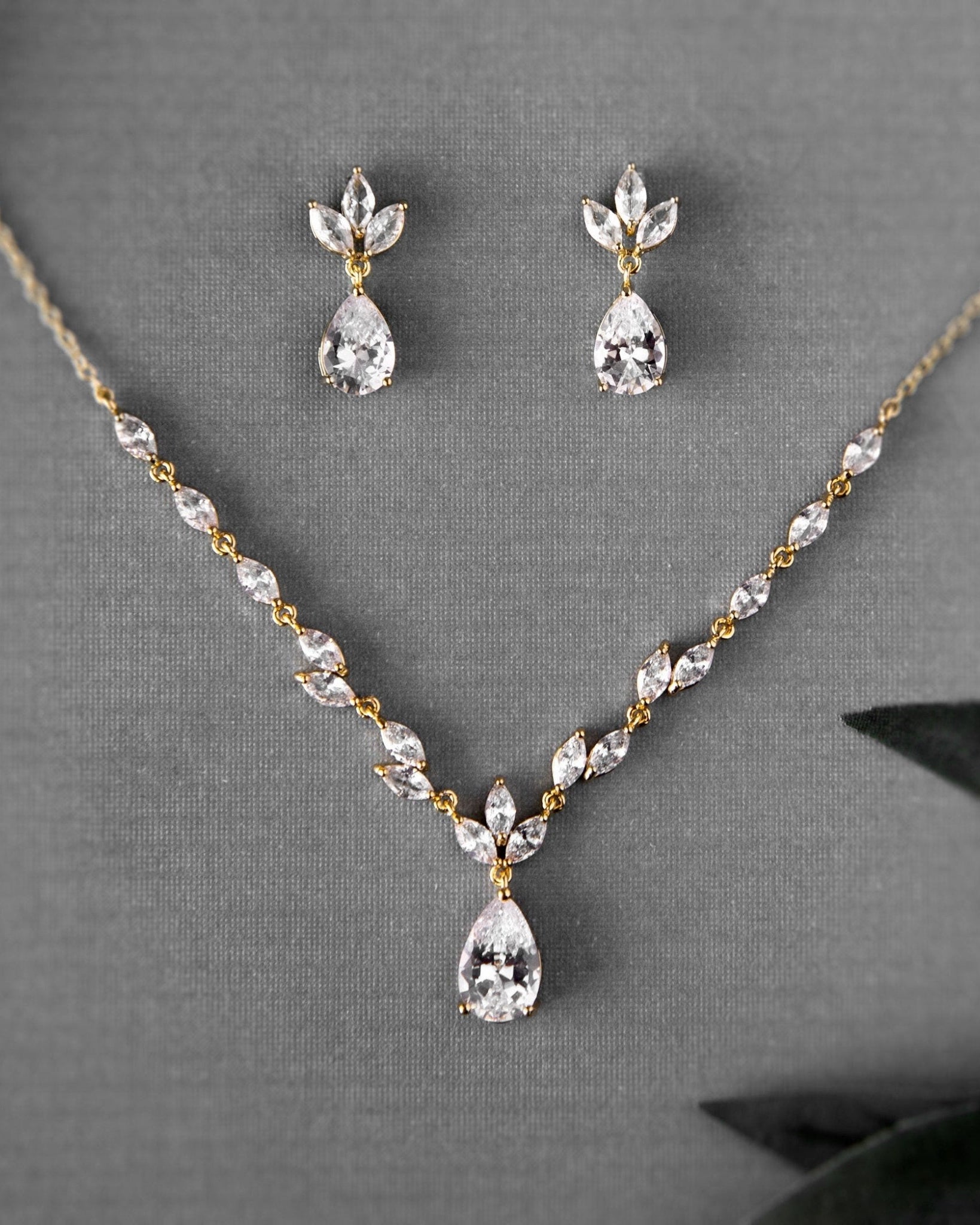 Petite Minimalist CZ Bridal Necklace Set - Necklace Set - Cassandra Lynne