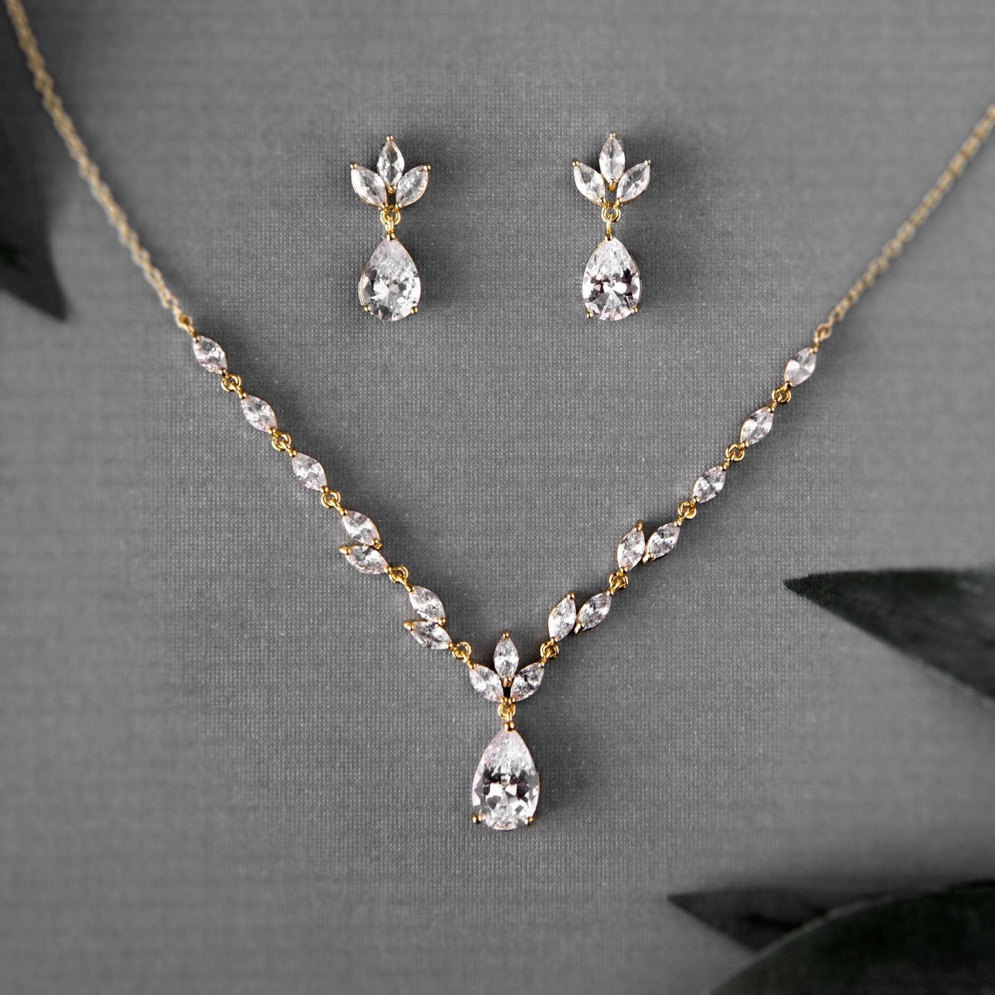 Petite Minimalist CZ Bridal Necklace Set - Necklace Set - Cassandra Lynne