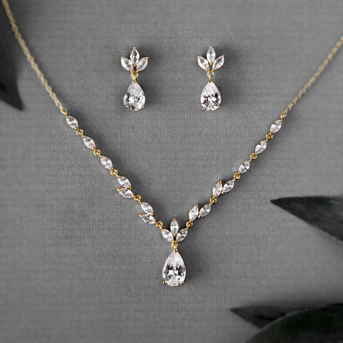 Petite Minimalist CZ Bridal Necklace Set - Necklace Set - Cassandra Lynne