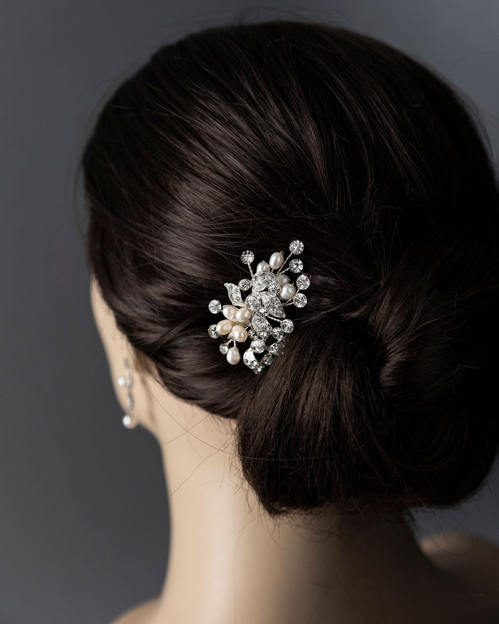 Petite Pearl Wedding Hair Clip with Crystals - Hair Clips - Cassandra Lynne