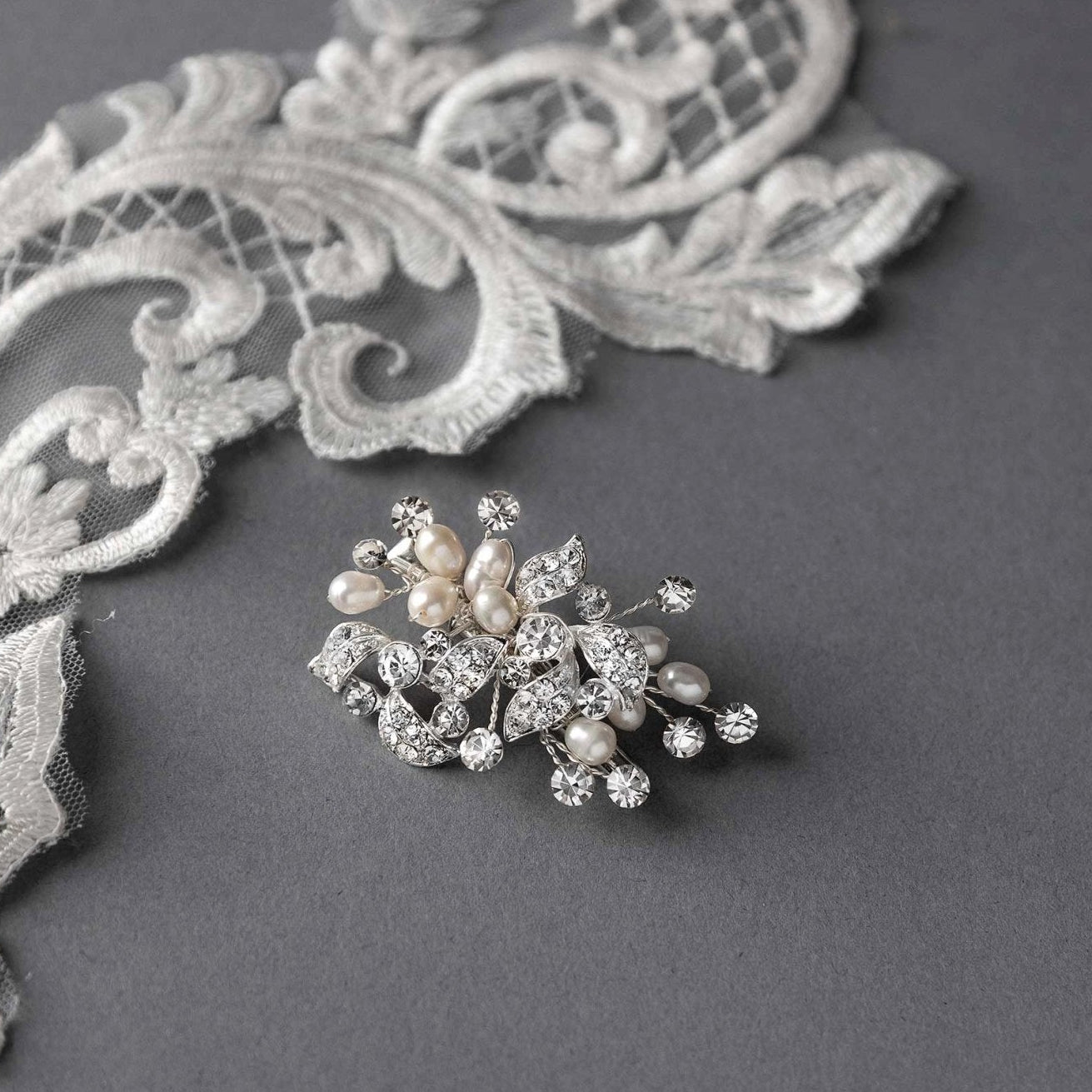Petite Pearl Wedding Hair Clip with Crystals - Hair Clips - Cassandra Lynne