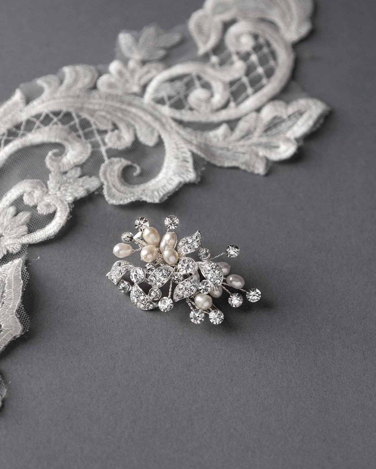 Petite Pearl Wedding Hair Clip with Crystals - Hair Clips - Cassandra Lynne