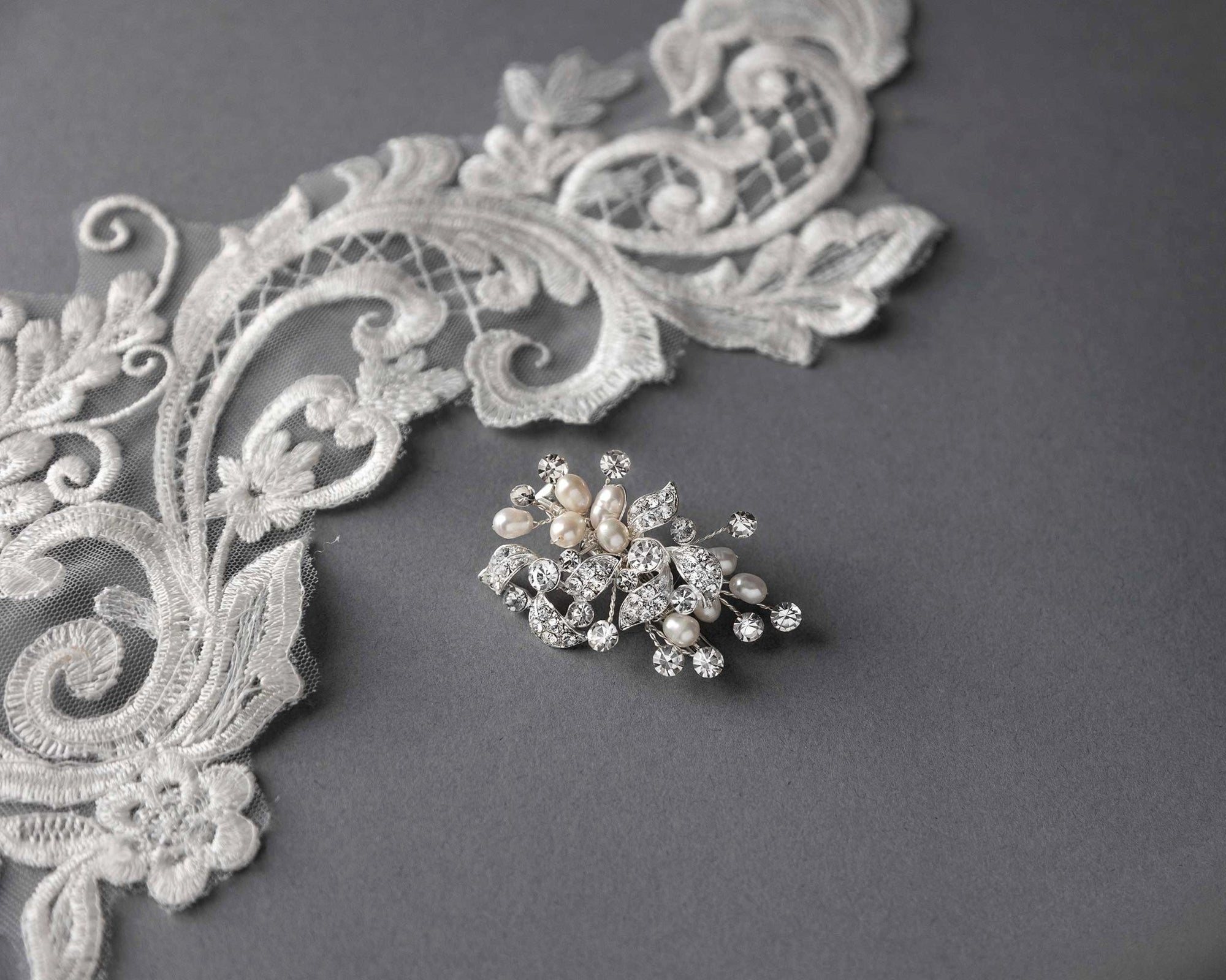 Petite Pearl Wedding Hair Clip with Crystals - Hair Clips - Cassandra Lynne