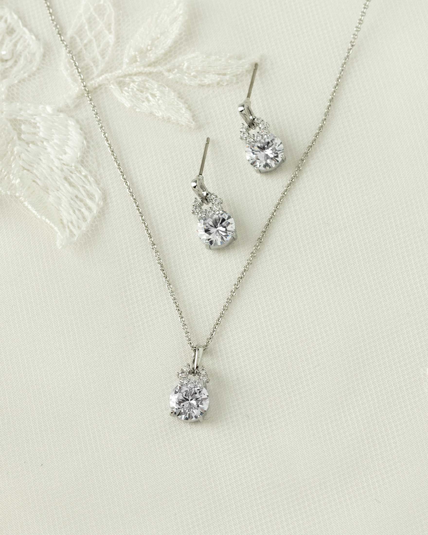 Bridesmaid Pendant Set of Brilliant Round Drops