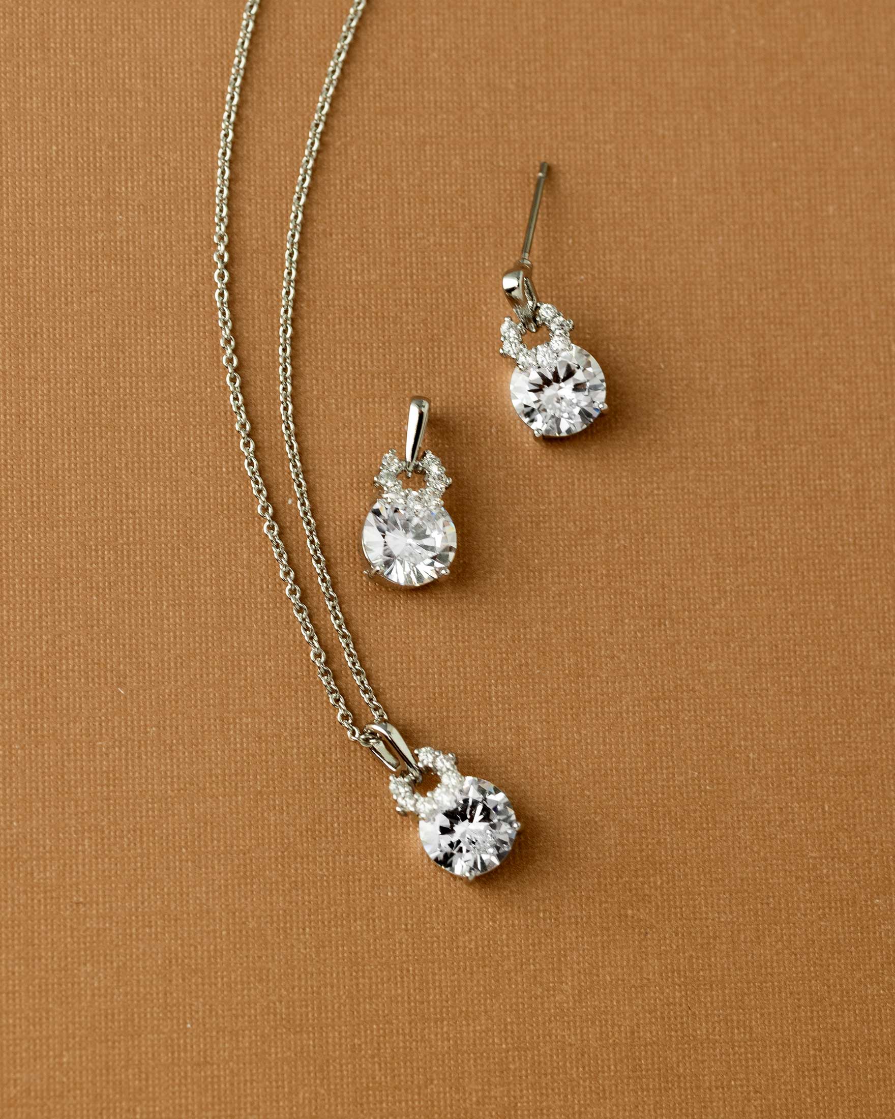 Bridesmaid Pendant Set of Brilliant Round Drops