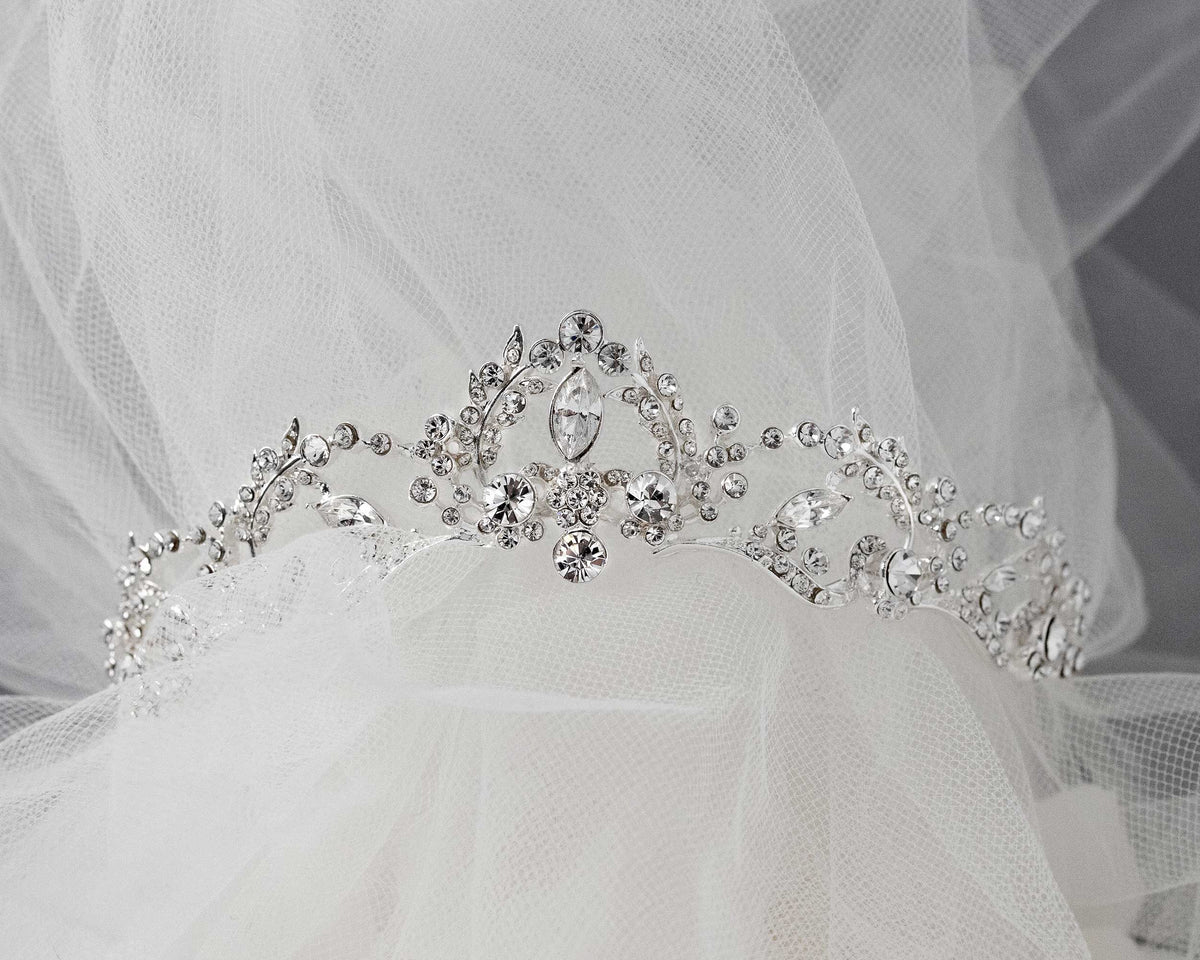 Wedding Tiara with Marquise Vine Design