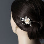 Porcelain Flower Bridal Hair Pin with Pearls - Hair Pins - Cassandra Lynne
