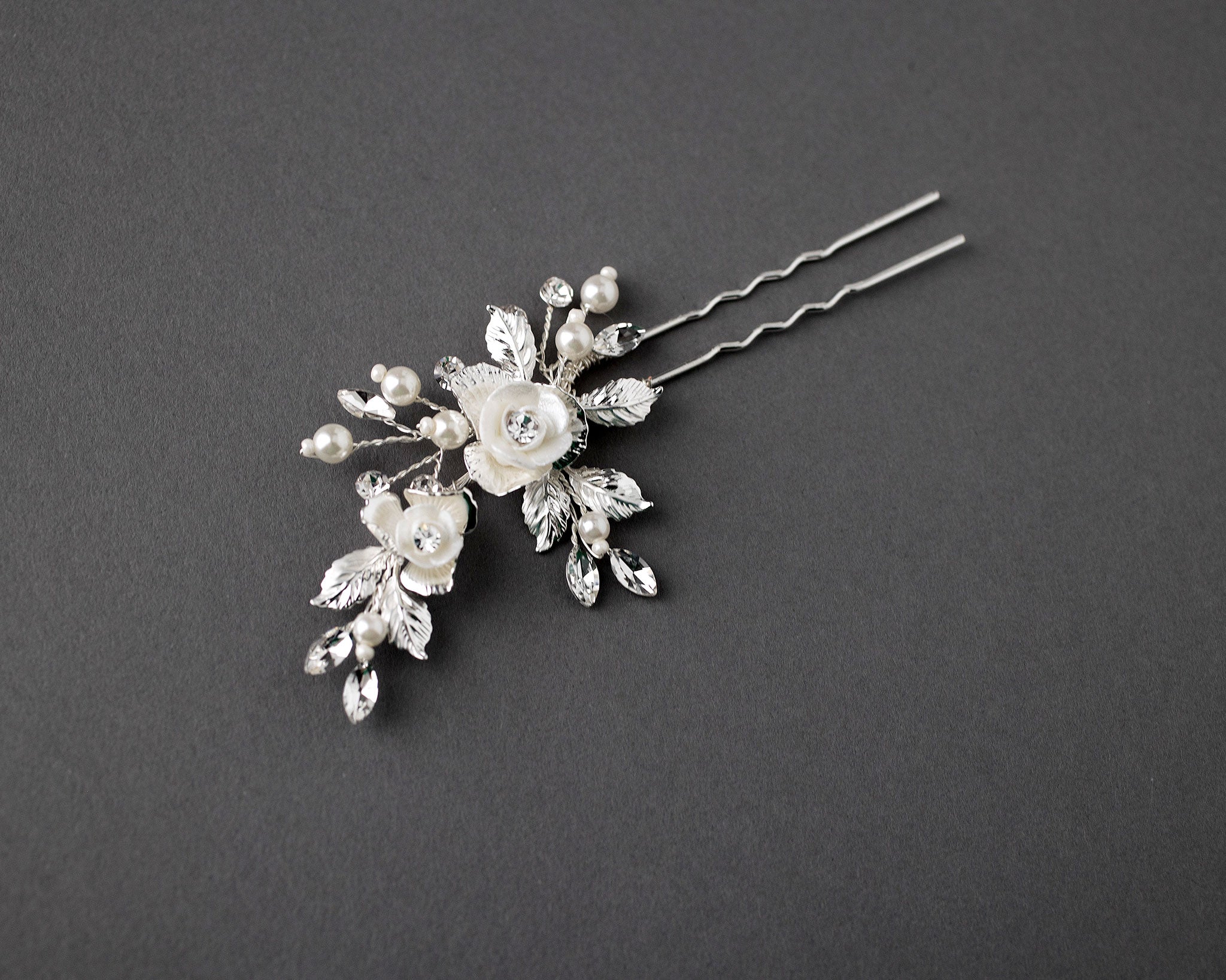 Porcelain Flower Wedding Hair Pin - Hair Pins - Cassandra Lynne