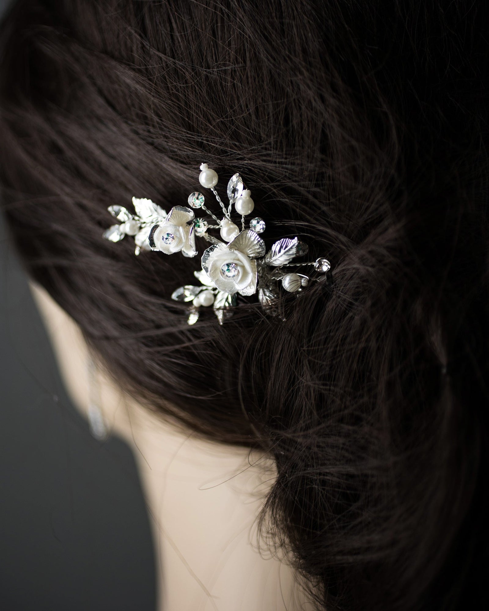 Porcelain Flower Wedding Hair Pin - Hair Pins - Cassandra Lynne