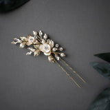 Porcelain Flower Wedding Hair Pin - Hair Pins - Cassandra Lynne