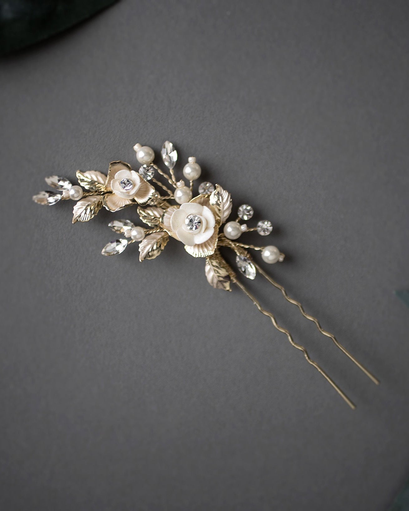 Porcelain Flower Wedding Hair Pin - Hair Pins - Cassandra Lynne