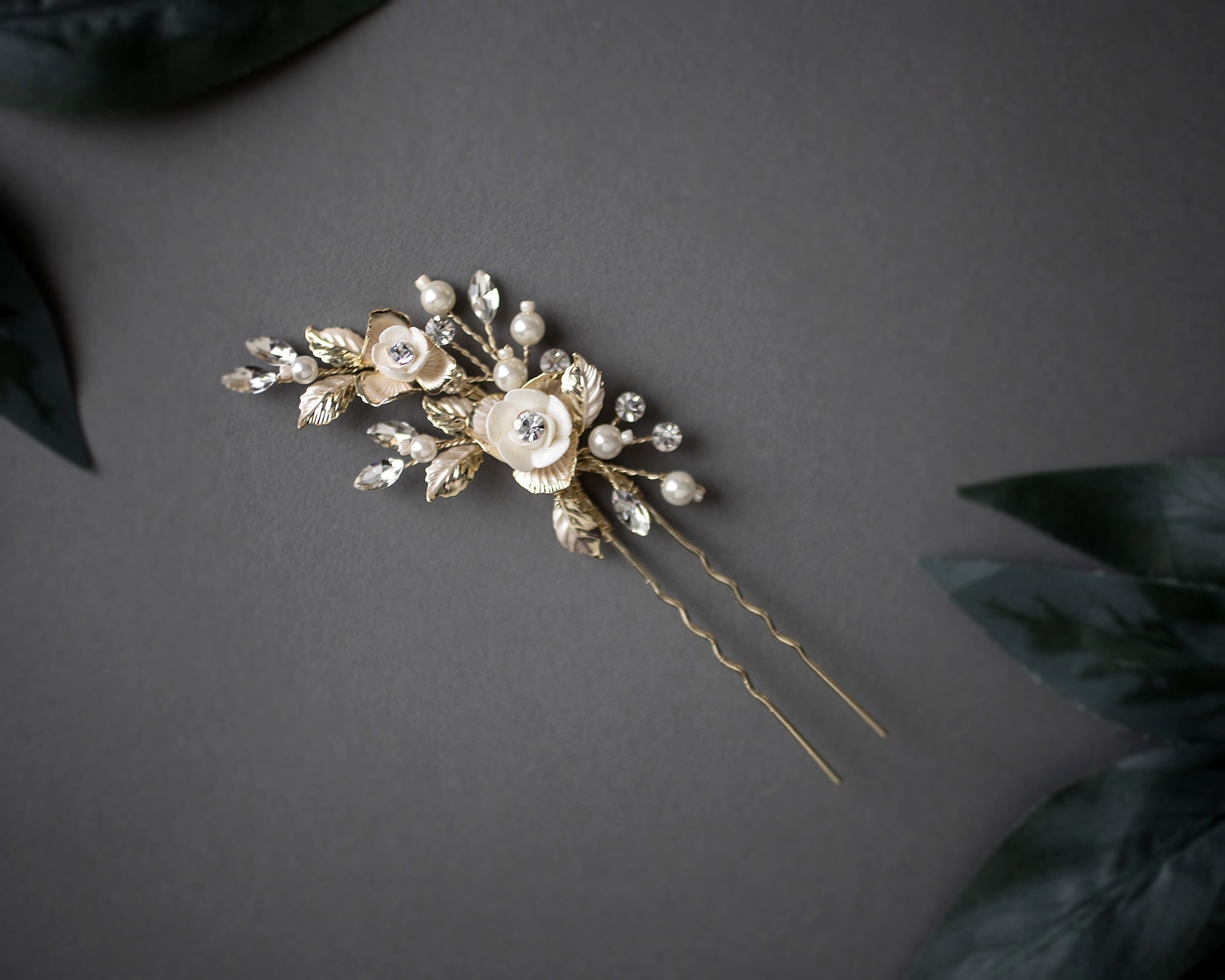Porcelain Flower Wedding Hair Pin - Hair Pins - Cassandra Lynne