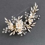 Porcelain Ivory Flowers and Crystals Bridal Clip - Hair Clips - Cassandra Lynne
