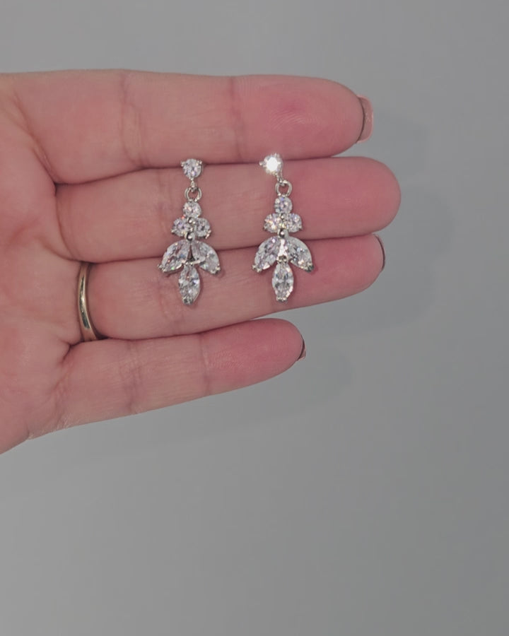 marquise Leaf Simple Drop Earrings Wedding Jewelry - Cassandra Lynne